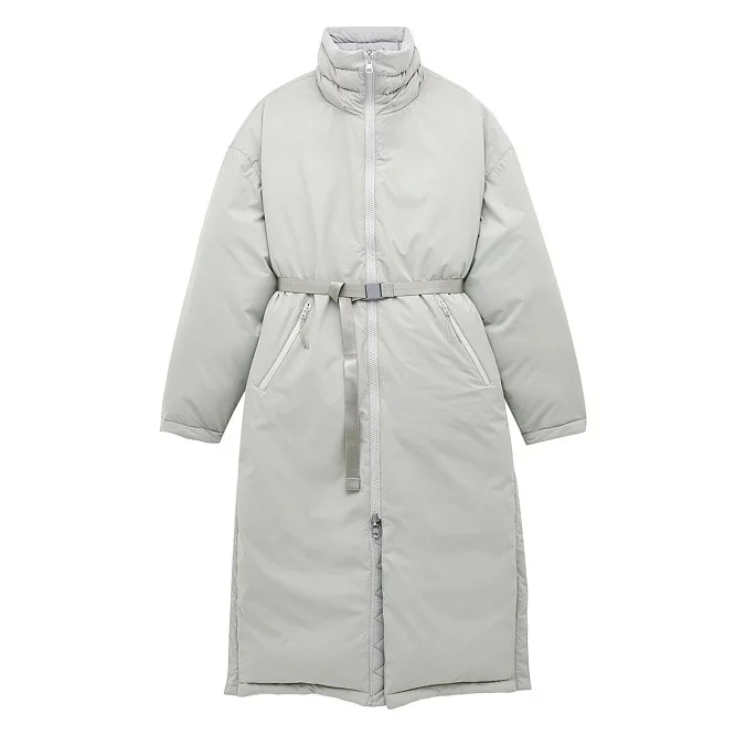 Двусторонний пуховик женский SHU светло-серый