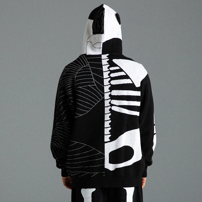 Свитер RIPNDIP Skelly Nerm Knit Hoodie Black/White